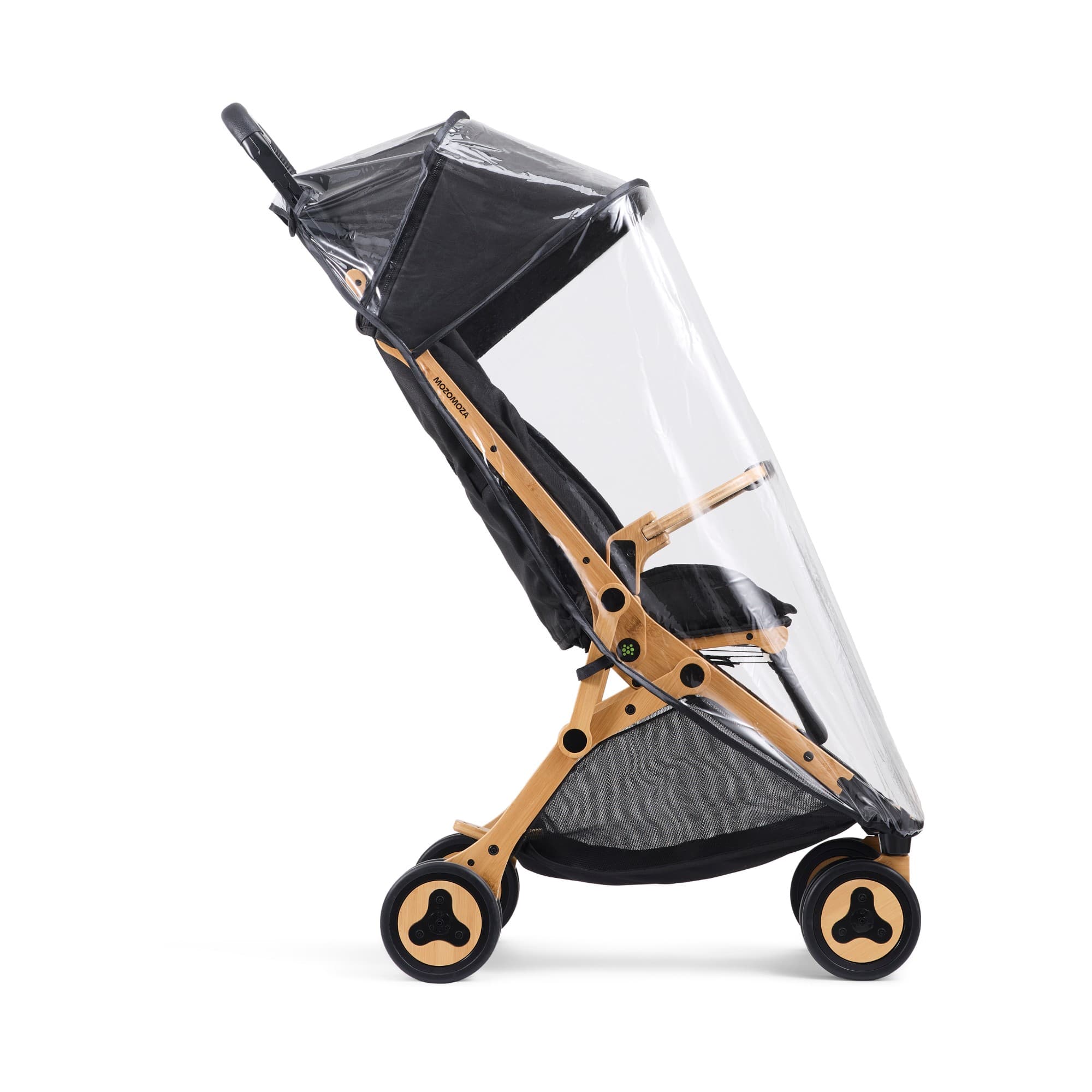 Panda rain cover on the black Panda travel stroller